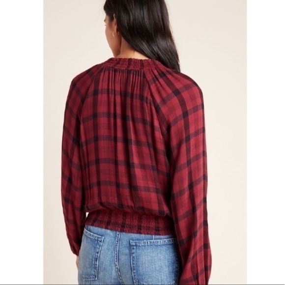 Anthropologie NWOT Cloth & Stone Sara Plaid Blouse - Picture 5 of 6